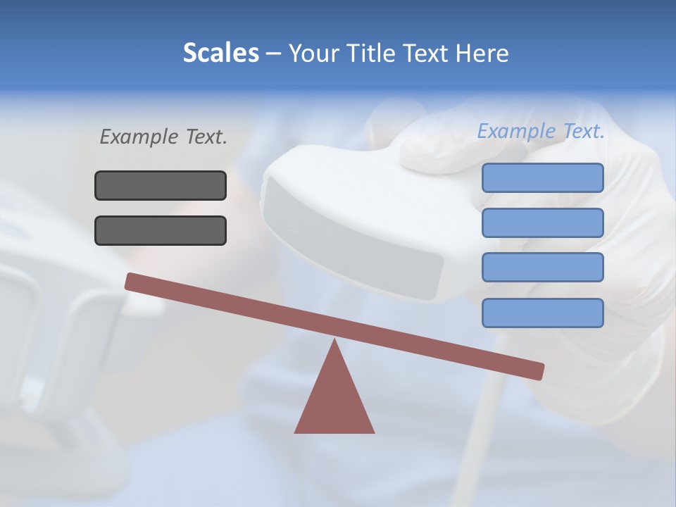 A Person In A Blue Shirt Is Holding A Device PowerPoint Template