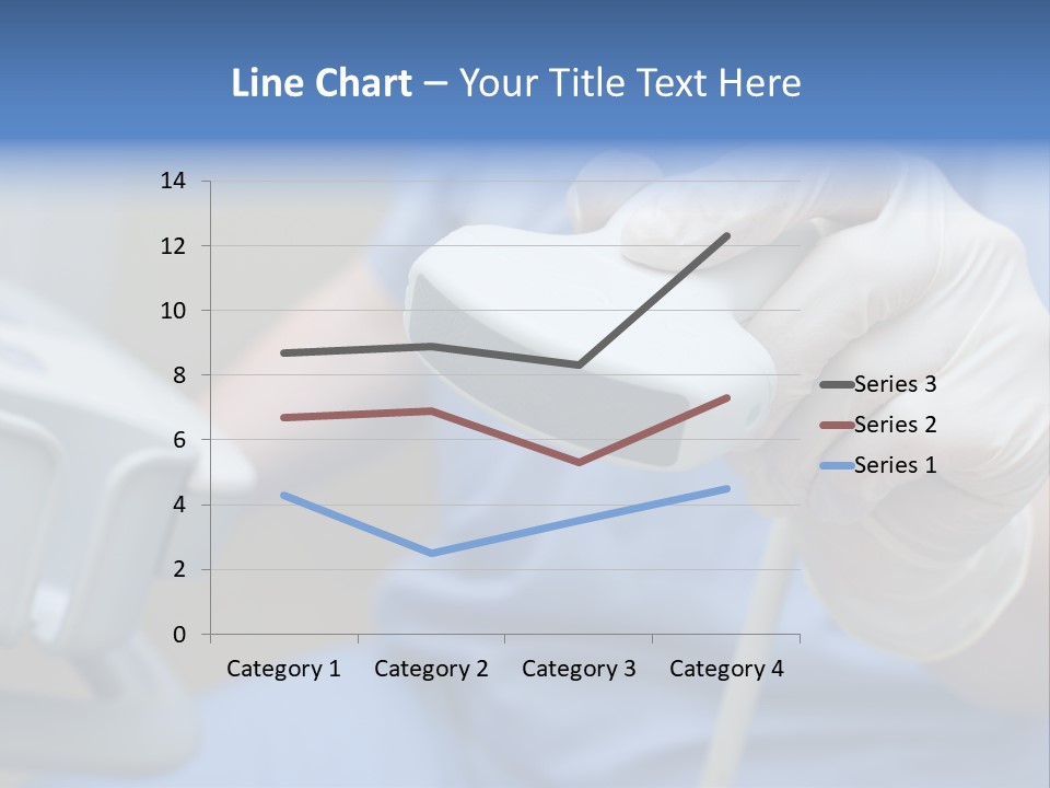 A Person In A Blue Shirt Is Holding A Device PowerPoint Template