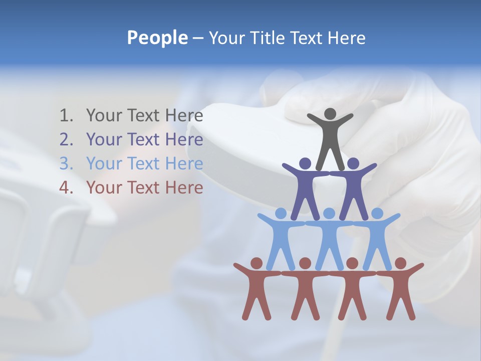 A Person In A Blue Shirt Is Holding A Device PowerPoint Template