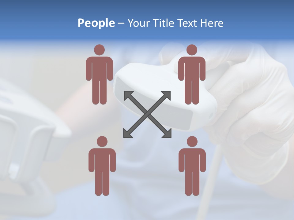 A Person In A Blue Shirt Is Holding A Device PowerPoint Template