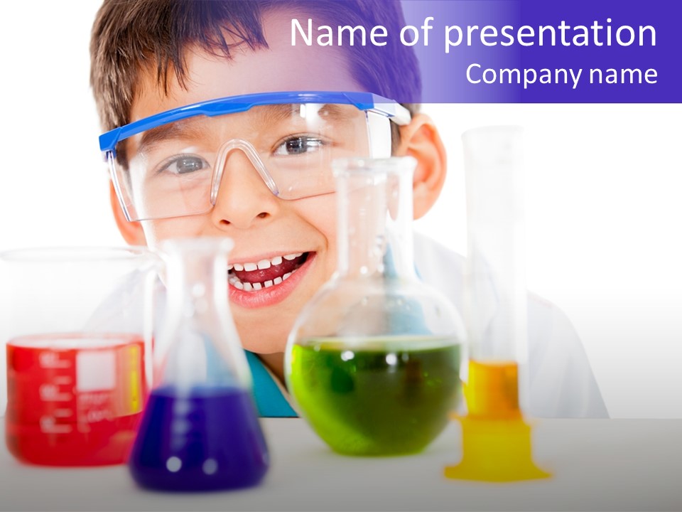 Isolated Chemist Child PowerPoint Template