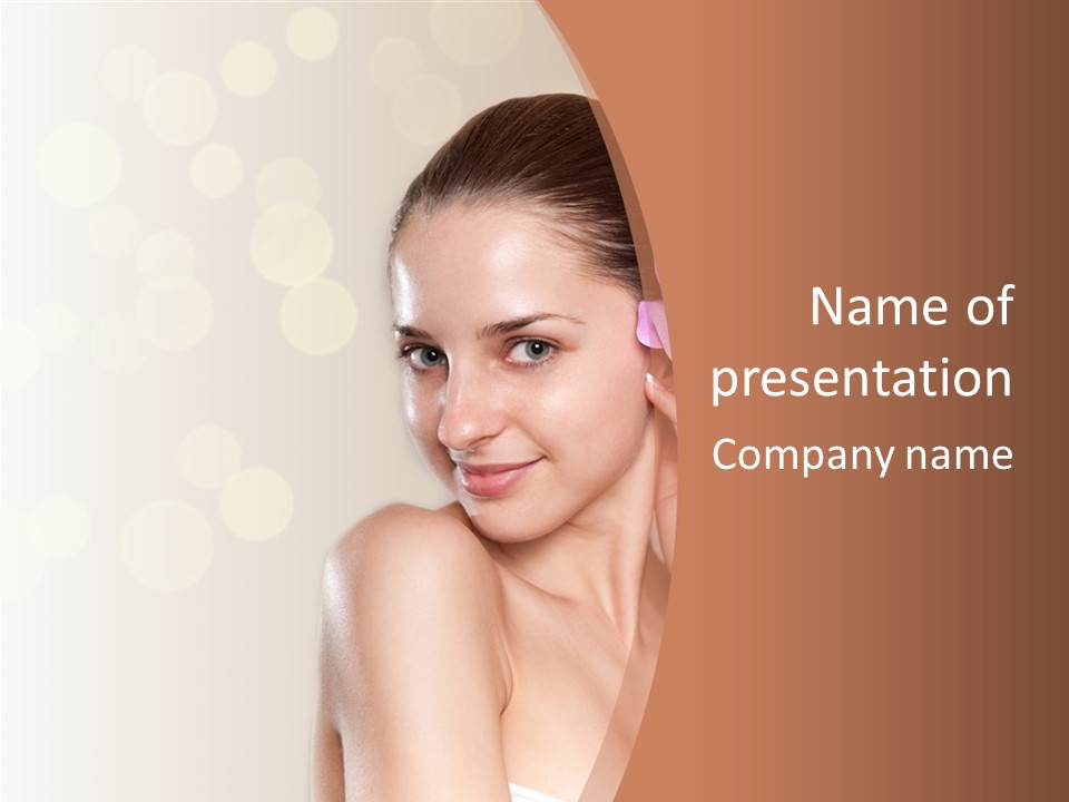 A Woman In A Towel Is Smiling For The Camera PowerPoint Template