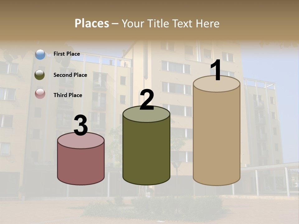A Picture Of A Building With A Tree In Front Of It PowerPoint Template