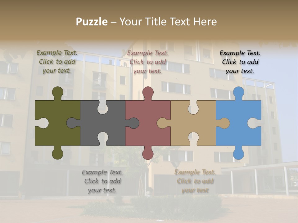 A Picture Of A Building With A Tree In Front Of It PowerPoint Template