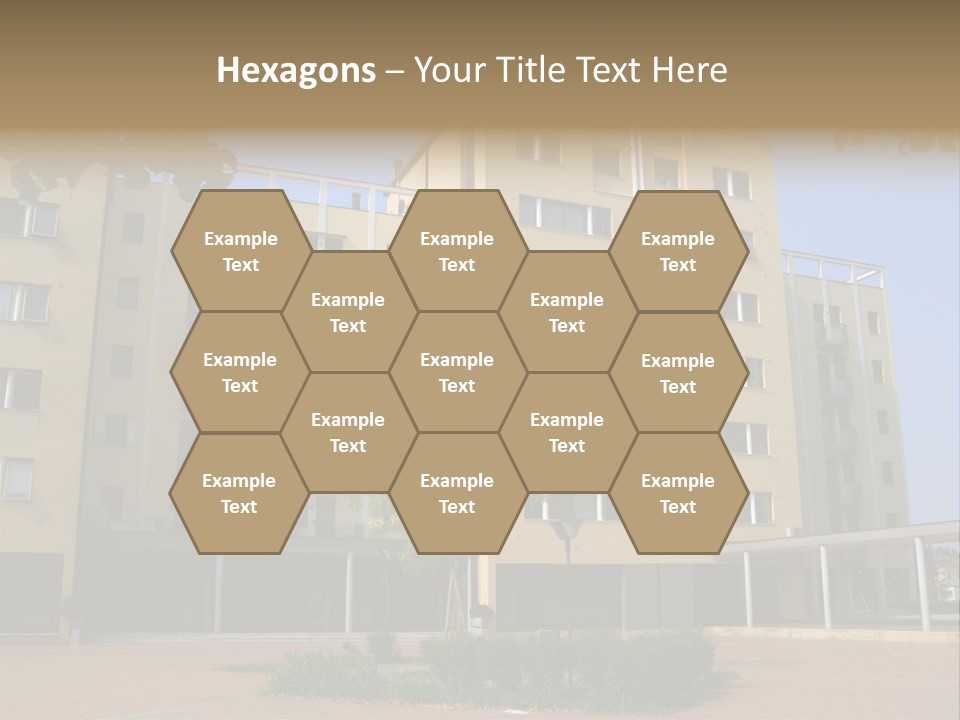 A Picture Of A Building With A Tree In Front Of It PowerPoint Template