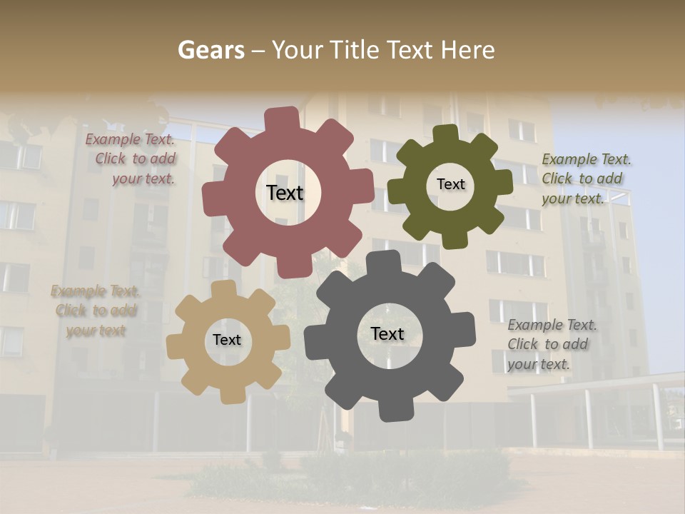 A Picture Of A Building With A Tree In Front Of It PowerPoint Template