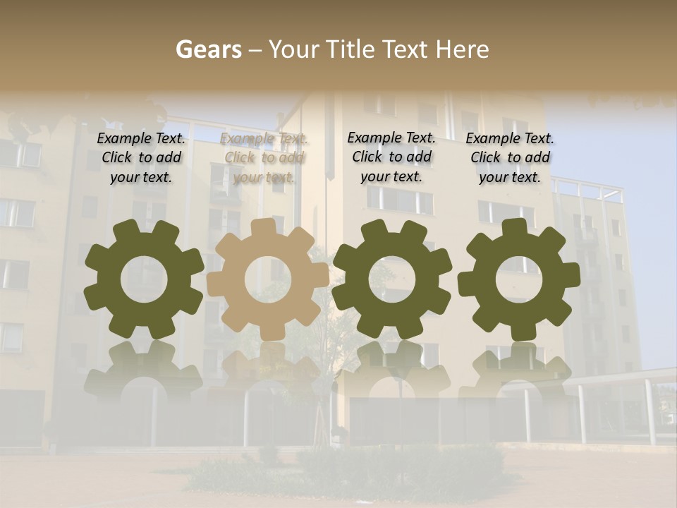 A Picture Of A Building With A Tree In Front Of It PowerPoint Template