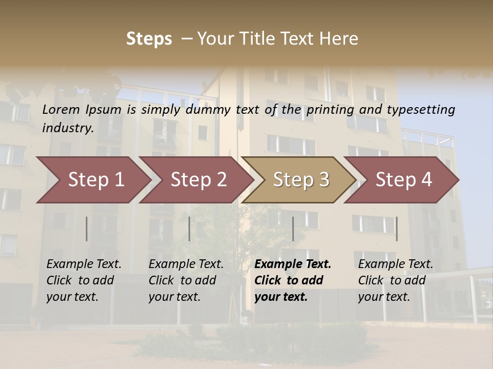 A Picture Of A Building With A Tree In Front Of It PowerPoint Template
