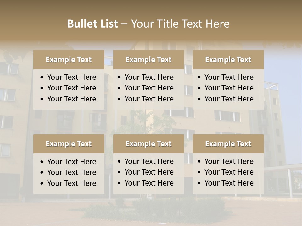 A Picture Of A Building With A Tree In Front Of It PowerPoint Template