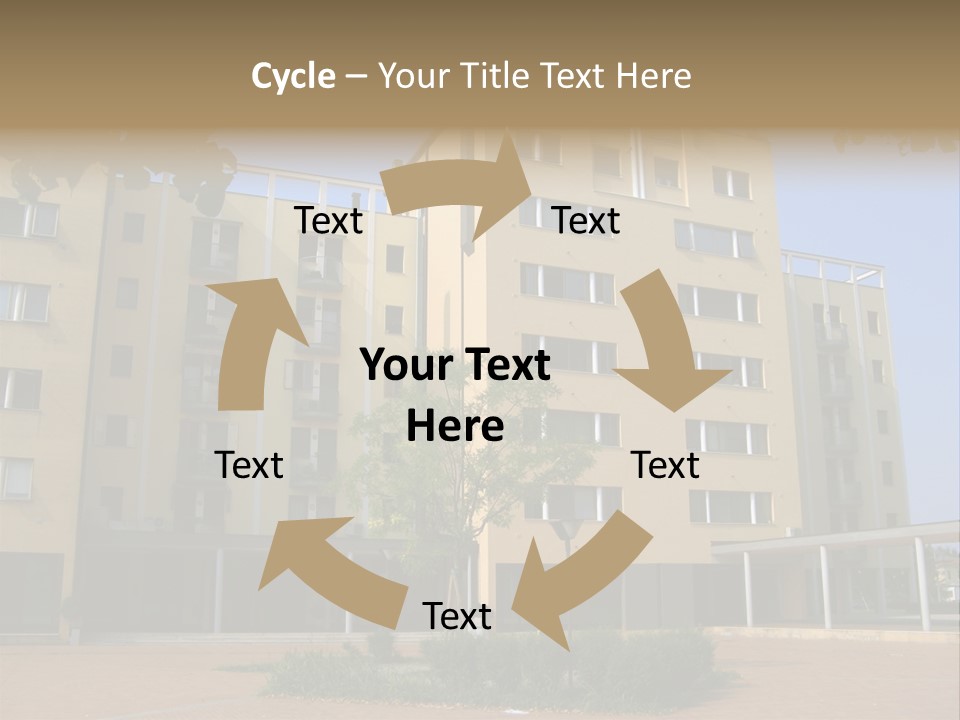 A Picture Of A Building With A Tree In Front Of It PowerPoint Template