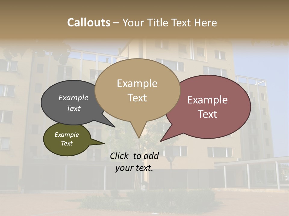 A Picture Of A Building With A Tree In Front Of It PowerPoint Template