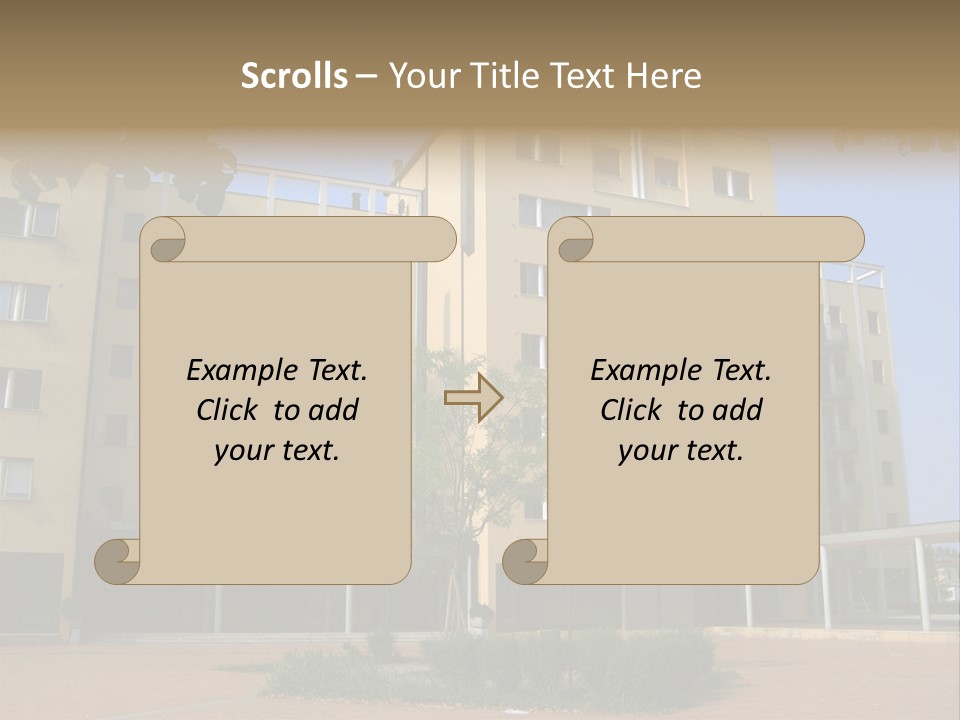 A Picture Of A Building With A Tree In Front Of It PowerPoint Template