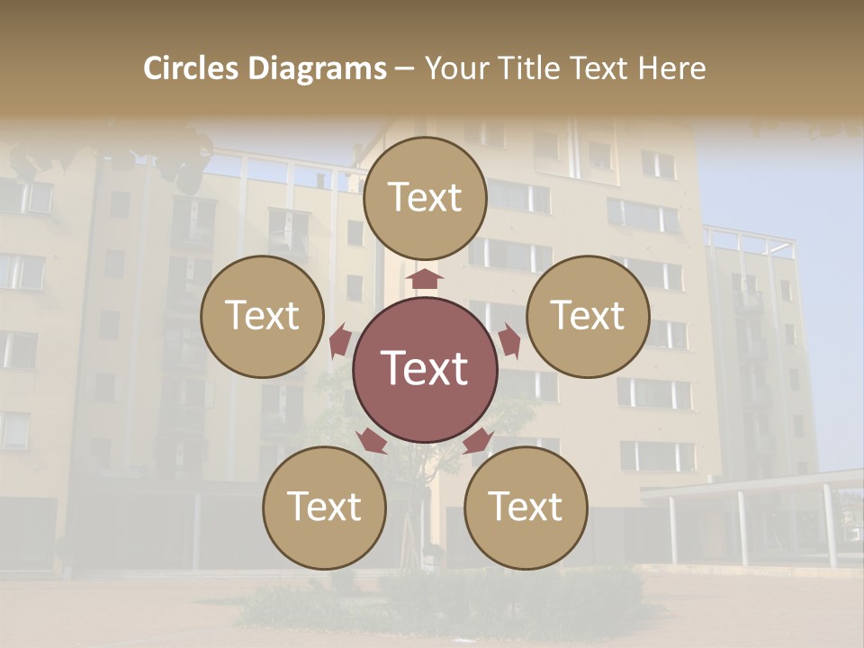 A Picture Of A Building With A Tree In Front Of It PowerPoint Template