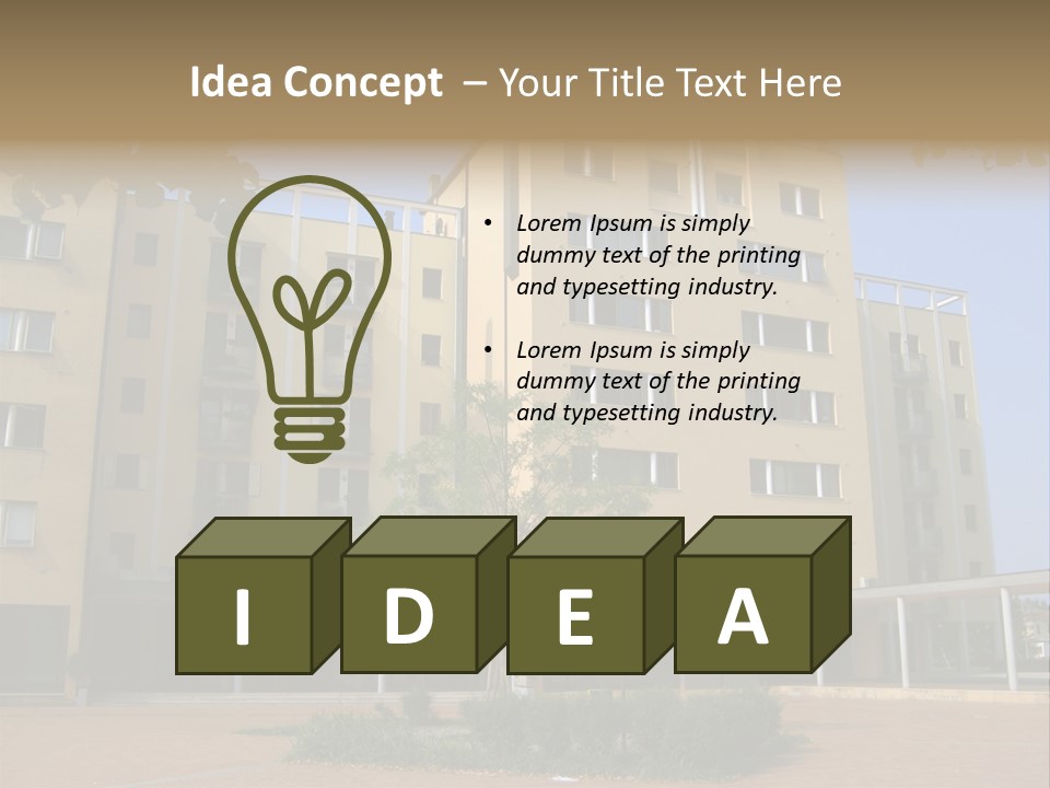 A Picture Of A Building With A Tree In Front Of It PowerPoint Template