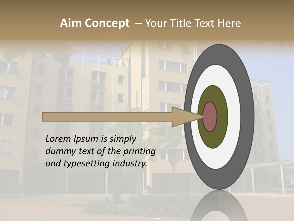 A Picture Of A Building With A Tree In Front Of It PowerPoint Template