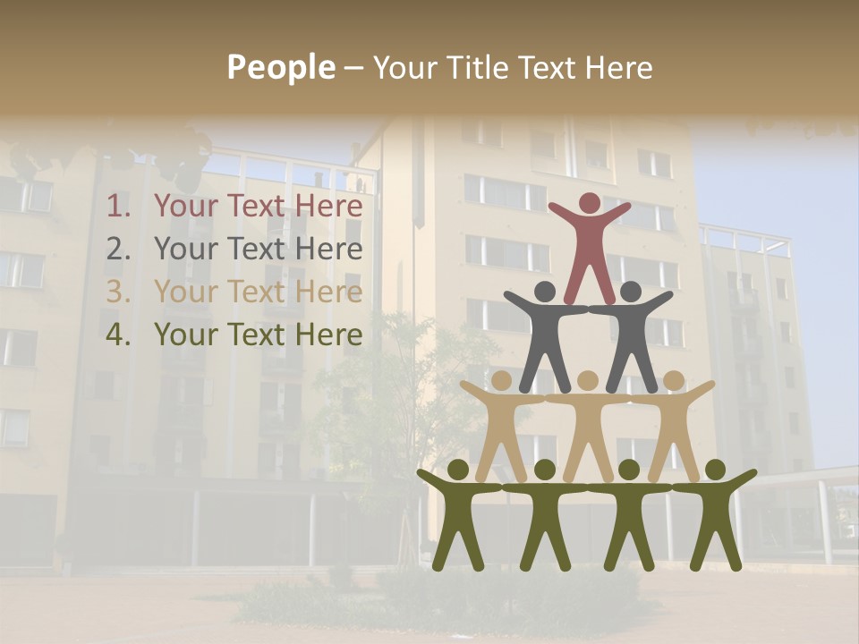 A Picture Of A Building With A Tree In Front Of It PowerPoint Template