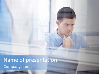 Young Look Desk PowerPoint Template