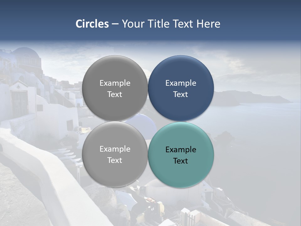 A Blue And White Church On A Cliff Overlooking The Ocean PowerPoint Template