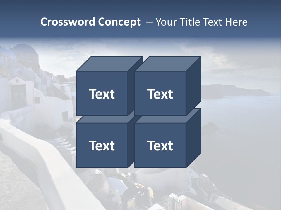 A Blue And White Church On A Cliff Overlooking The Ocean PowerPoint Template