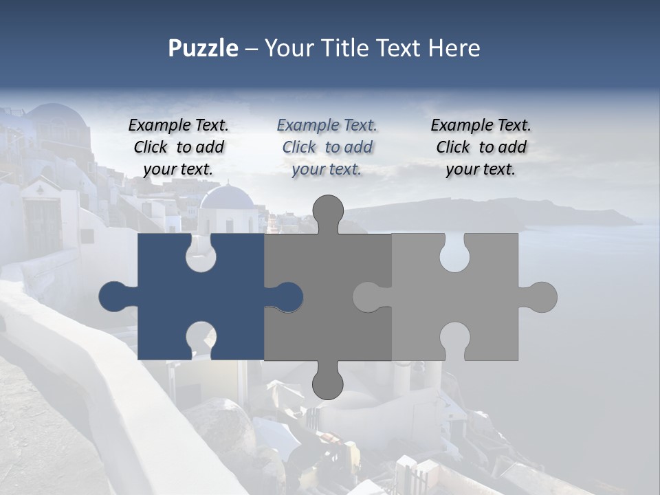 A Blue And White Church On A Cliff Overlooking The Ocean PowerPoint Template