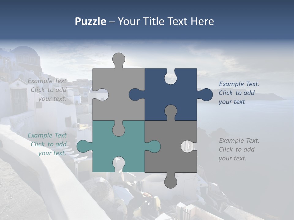 A Blue And White Church On A Cliff Overlooking The Ocean PowerPoint Template