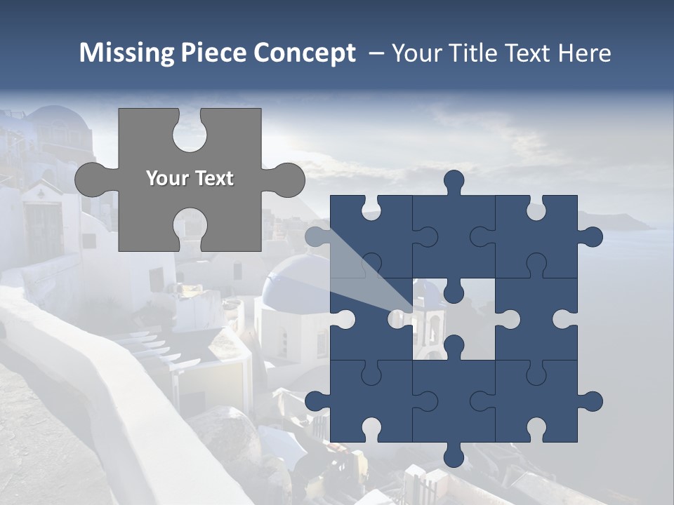 A Blue And White Church On A Cliff Overlooking The Ocean PowerPoint Template