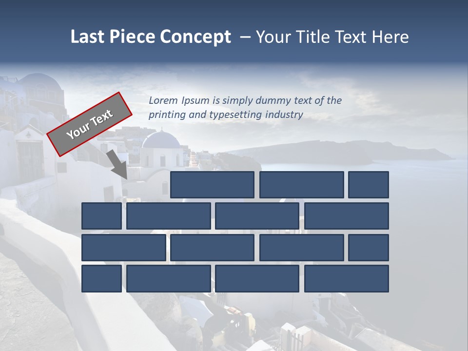 A Blue And White Church On A Cliff Overlooking The Ocean PowerPoint Template