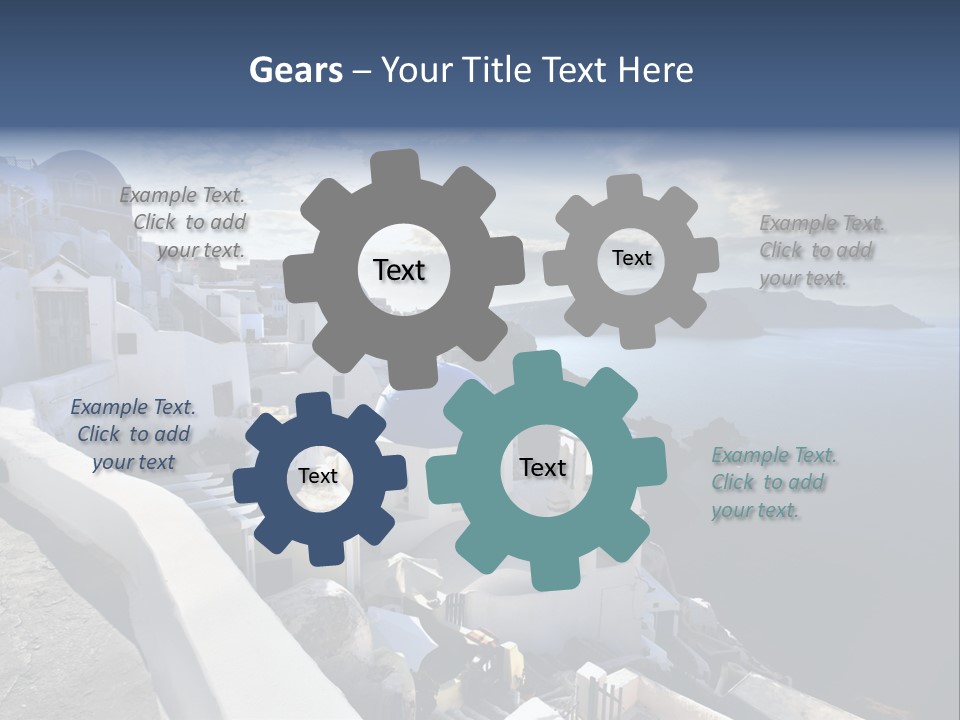 A Blue And White Church On A Cliff Overlooking The Ocean PowerPoint Template