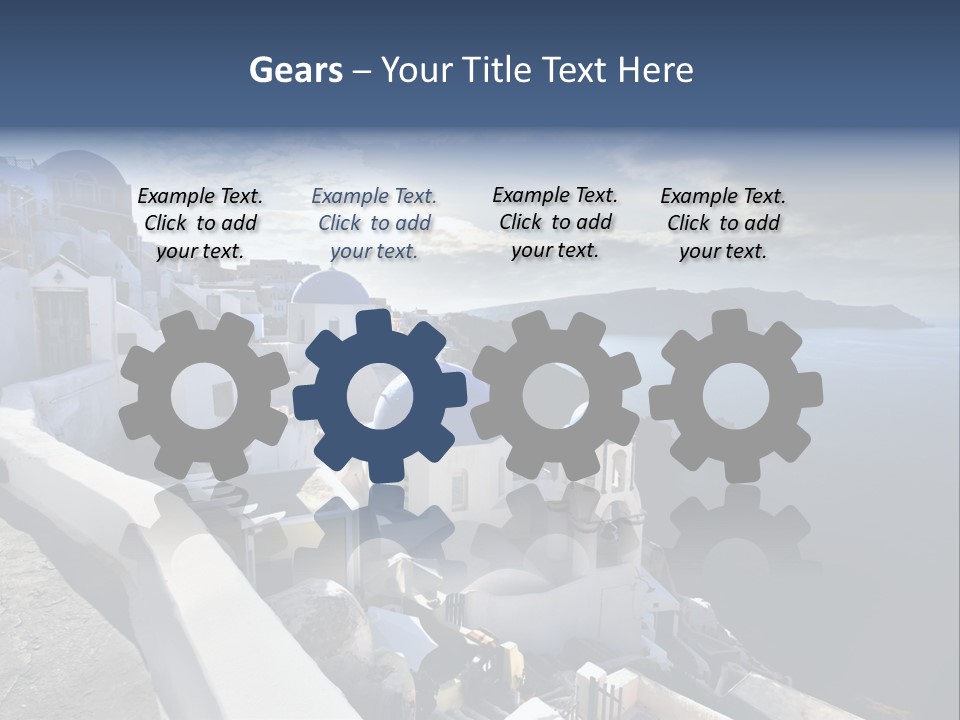 A Blue And White Church On A Cliff Overlooking The Ocean PowerPoint Template