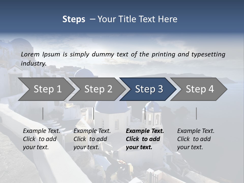 A Blue And White Church On A Cliff Overlooking The Ocean PowerPoint Template