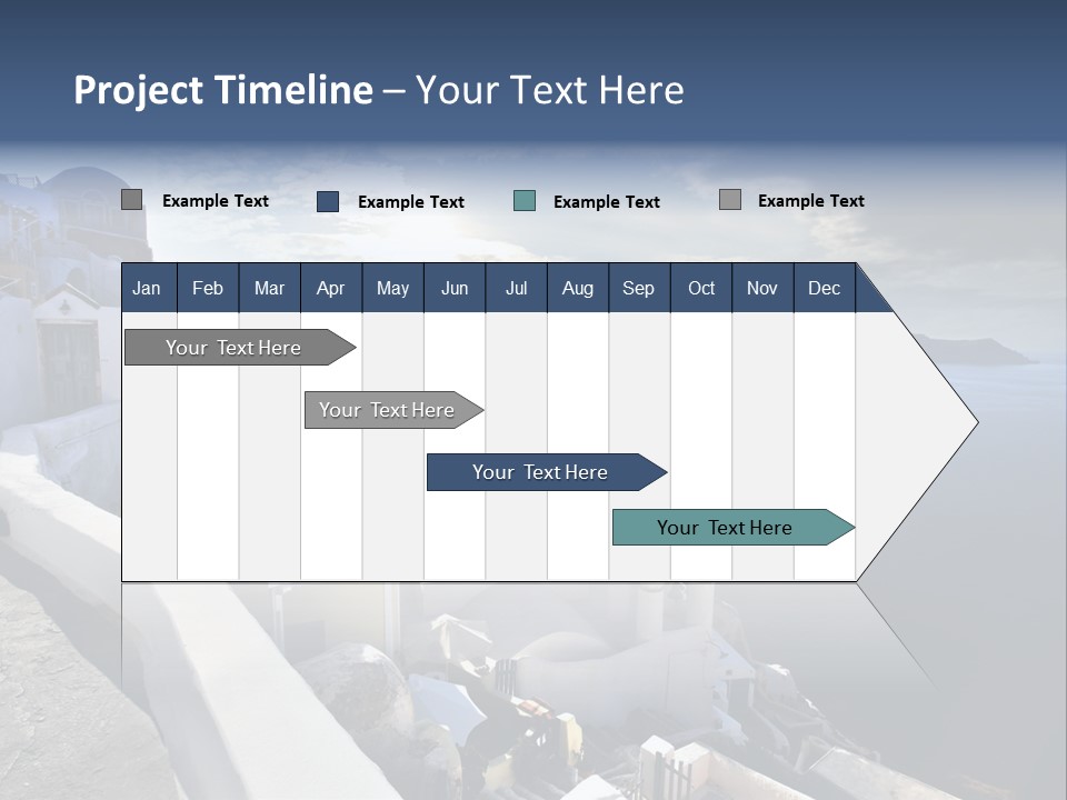 A Blue And White Church On A Cliff Overlooking The Ocean PowerPoint Template