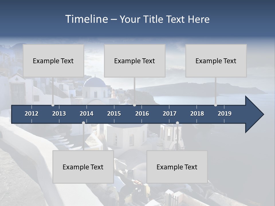 A Blue And White Church On A Cliff Overlooking The Ocean PowerPoint Template