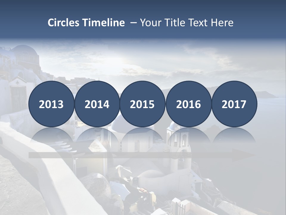 A Blue And White Church On A Cliff Overlooking The Ocean PowerPoint Template