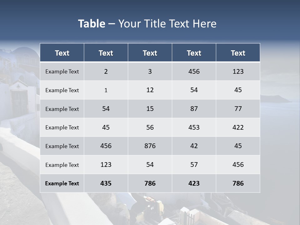 A Blue And White Church On A Cliff Overlooking The Ocean PowerPoint Template