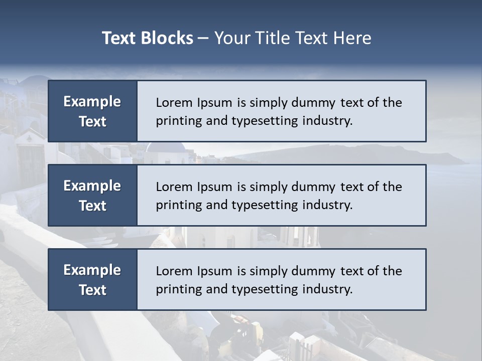 A Blue And White Church On A Cliff Overlooking The Ocean PowerPoint Template