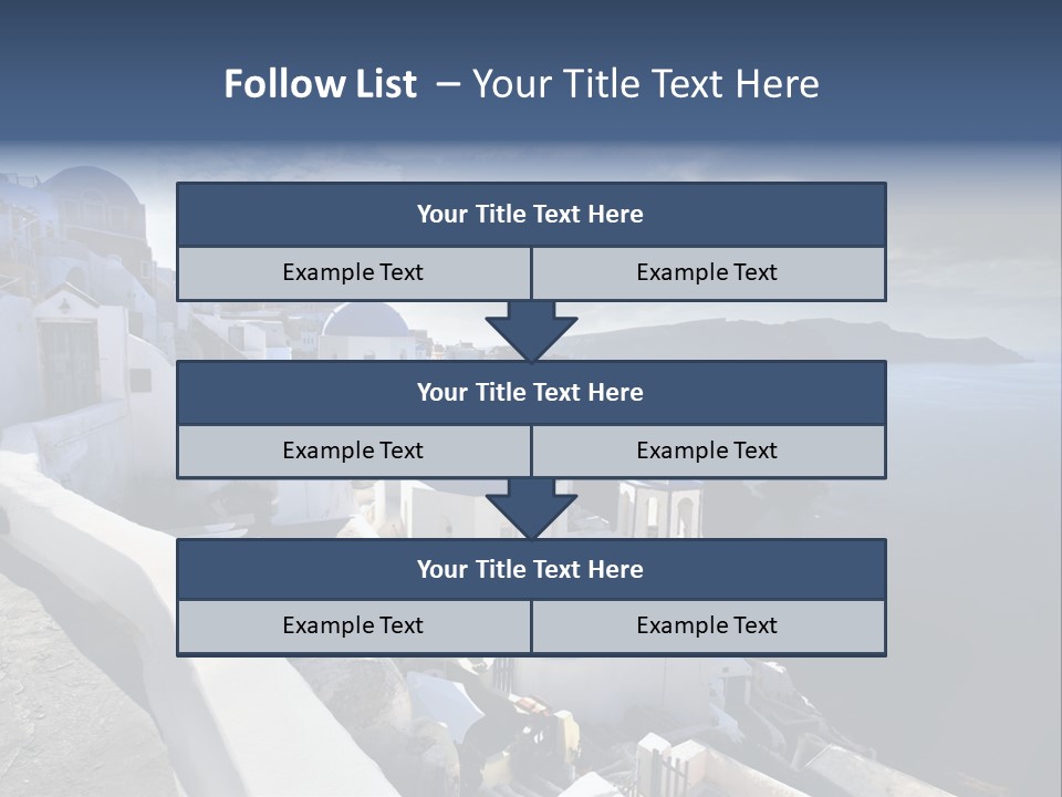 A Blue And White Church On A Cliff Overlooking The Ocean PowerPoint Template