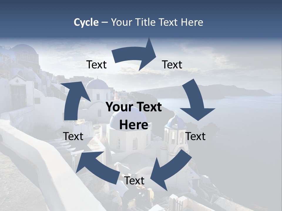 A Blue And White Church On A Cliff Overlooking The Ocean PowerPoint Template