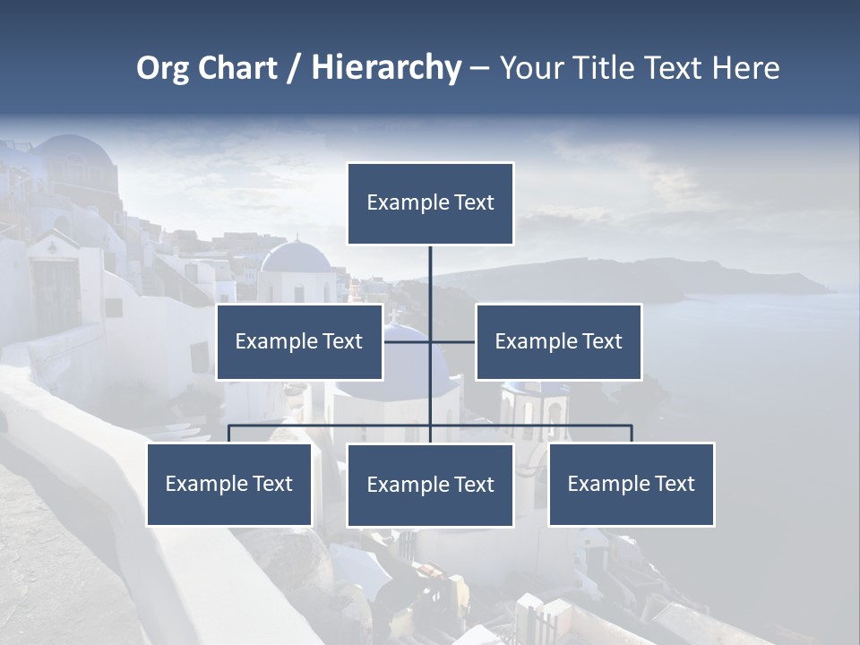 A Blue And White Church On A Cliff Overlooking The Ocean PowerPoint Template