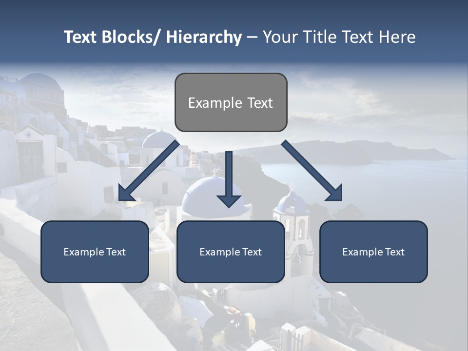 A Blue And White Church On A Cliff Overlooking The Ocean PowerPoint Template