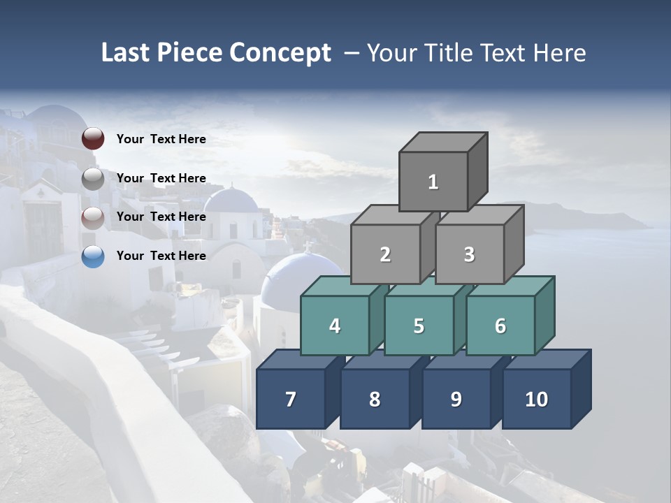 A Blue And White Church On A Cliff Overlooking The Ocean PowerPoint Template