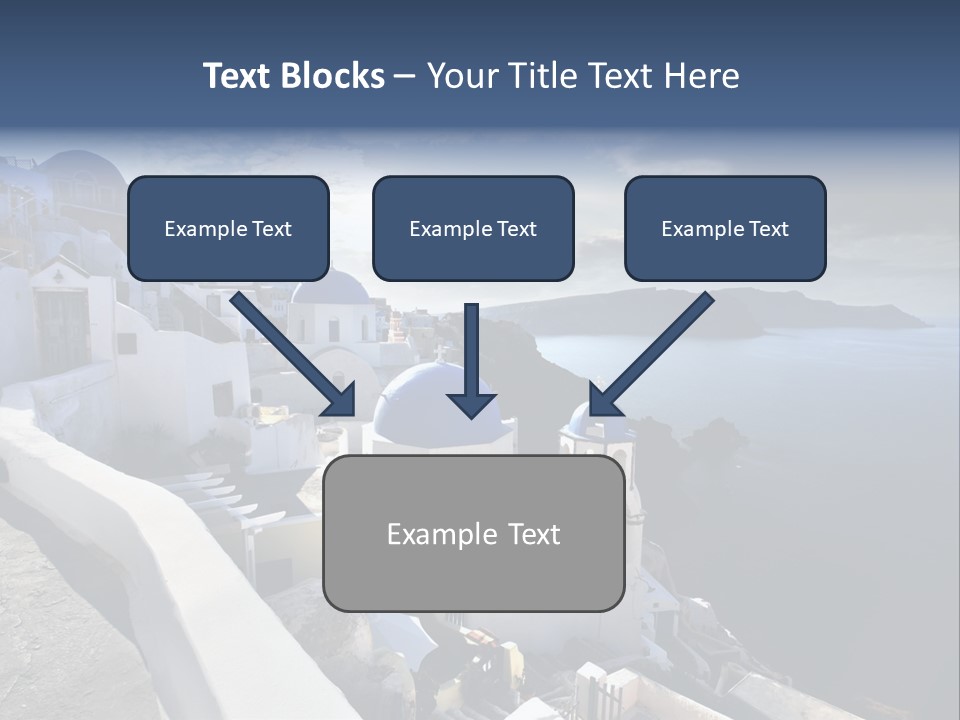 A Blue And White Church On A Cliff Overlooking The Ocean PowerPoint Template