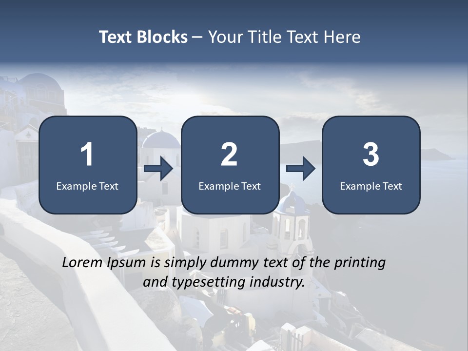 A Blue And White Church On A Cliff Overlooking The Ocean PowerPoint Template