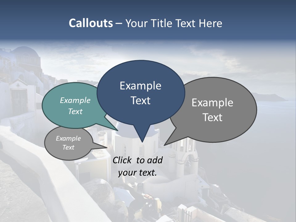 A Blue And White Church On A Cliff Overlooking The Ocean PowerPoint Template