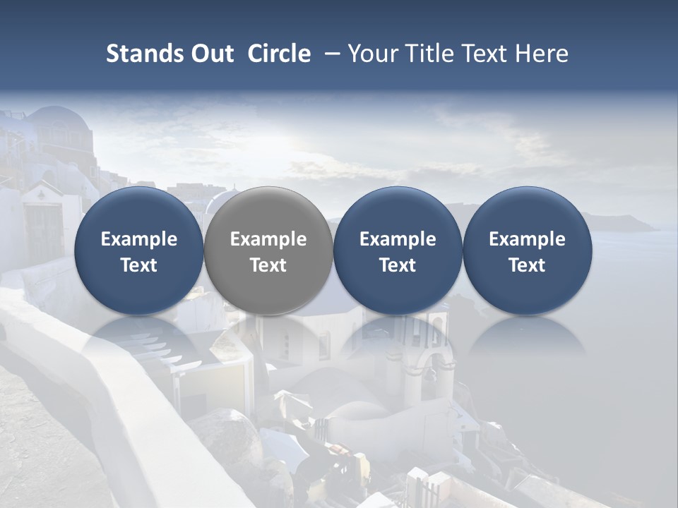 A Blue And White Church On A Cliff Overlooking The Ocean PowerPoint Template