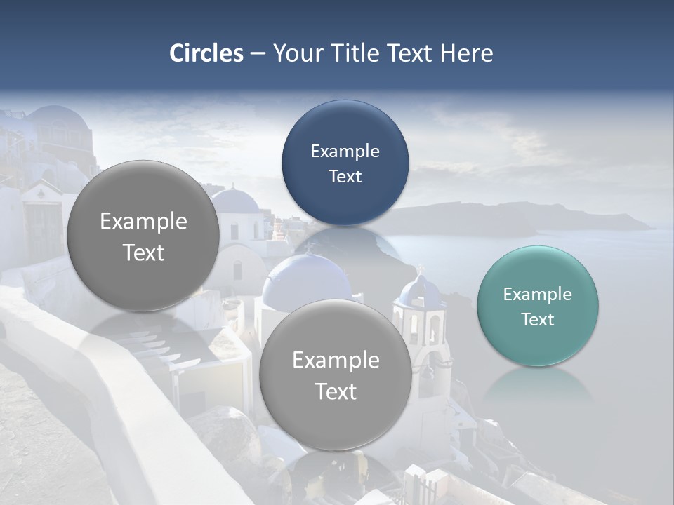 A Blue And White Church On A Cliff Overlooking The Ocean PowerPoint Template