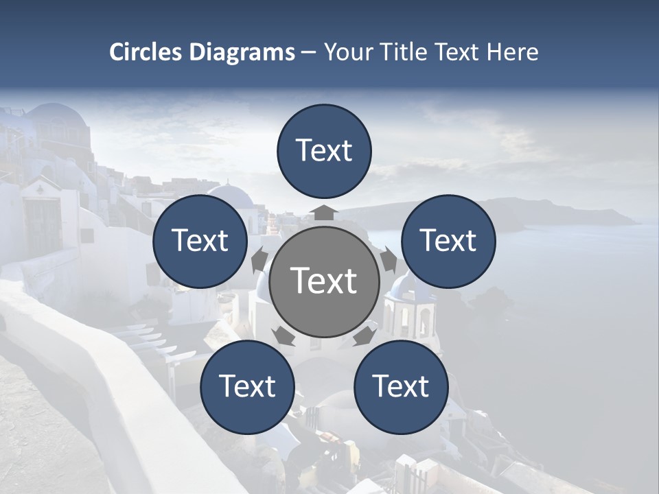 A Blue And White Church On A Cliff Overlooking The Ocean PowerPoint Template