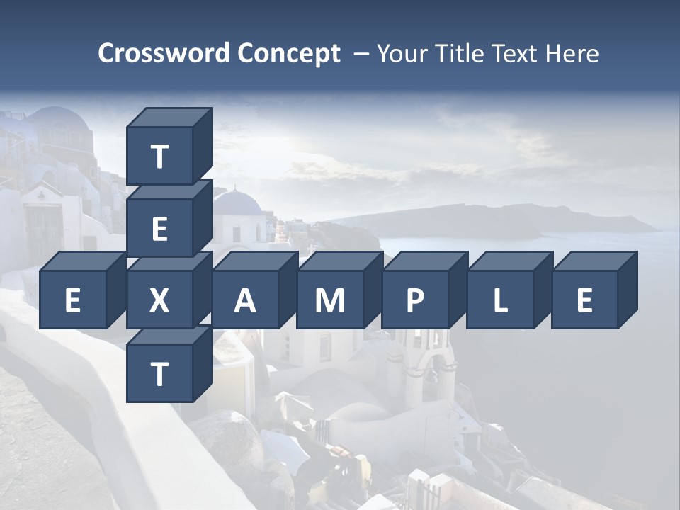 A Blue And White Church On A Cliff Overlooking The Ocean PowerPoint Template