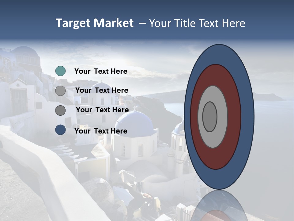 A Blue And White Church On A Cliff Overlooking The Ocean PowerPoint Template