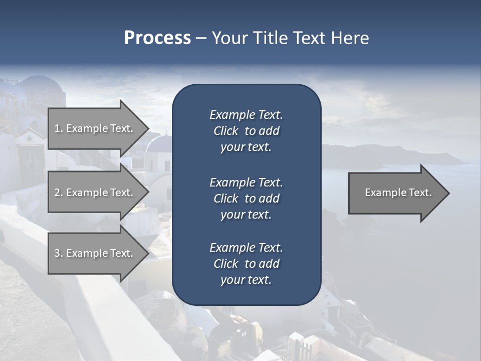 A Blue And White Church On A Cliff Overlooking The Ocean PowerPoint Template