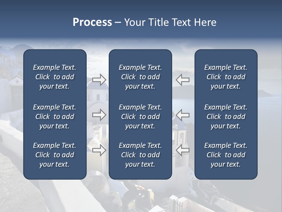 A Blue And White Church On A Cliff Overlooking The Ocean PowerPoint Template